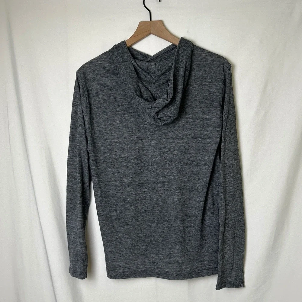 Banana Republic Mens Linen Blend Heathered Pullover Hoodie Size M Charcoal Grey